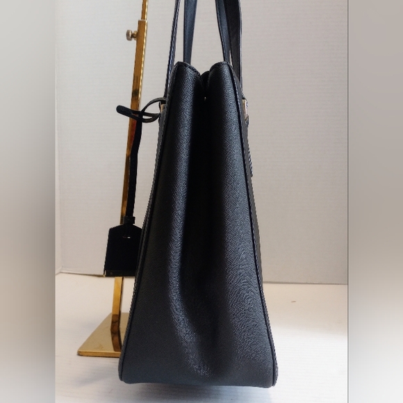 SOLD Kate Spade black leather 3 compartment tote purse shoulder bag - Picture 8 of 16